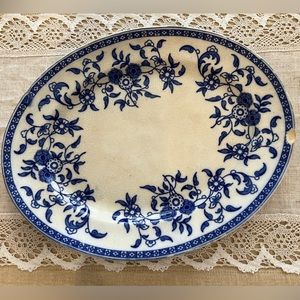 Wedgwood & Co Ltd INDIANA Flow Blue Turkey Serving Platter 14.25 x 11.25 c1860